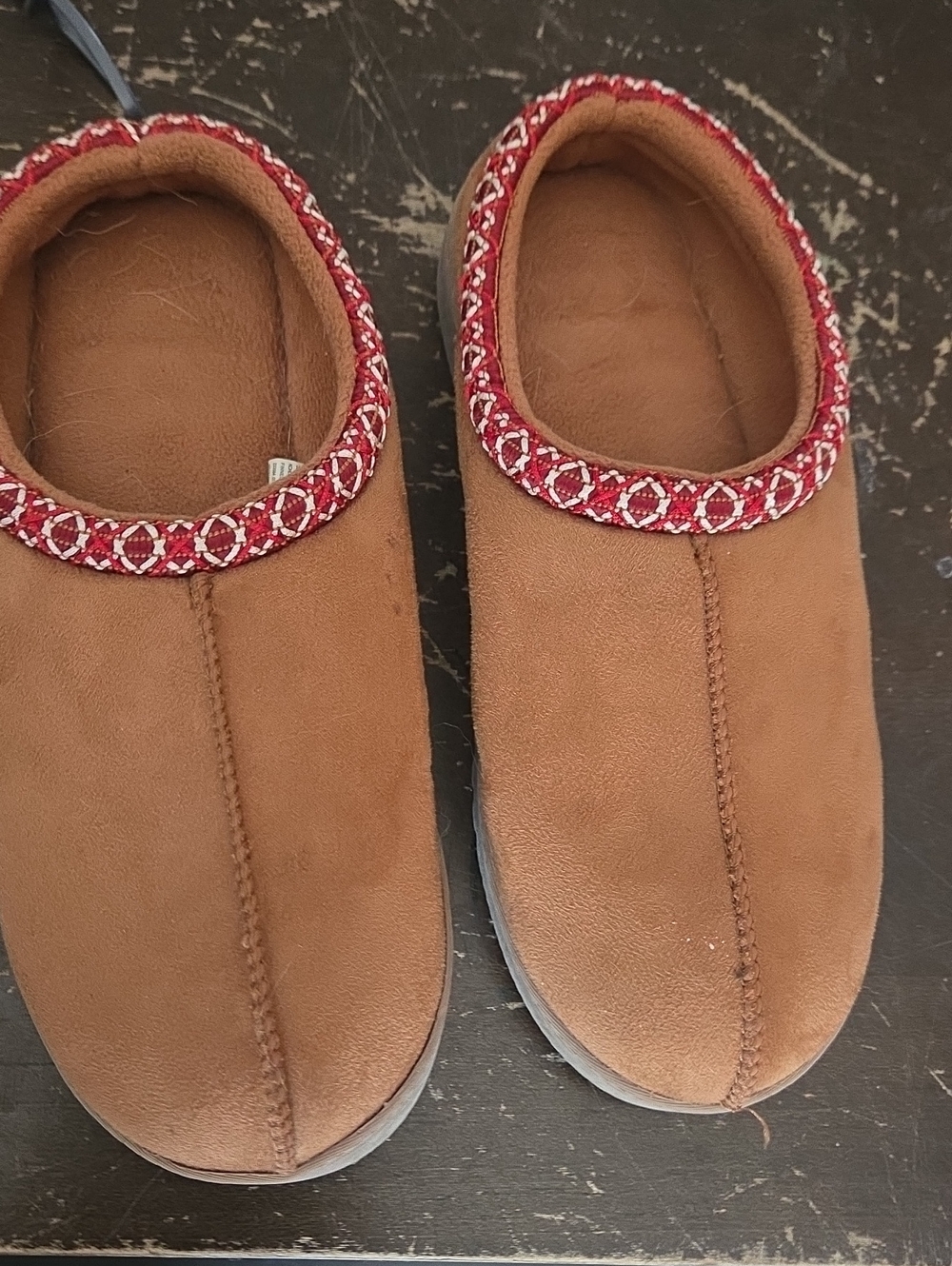 Kohl's Brown Slip-On Moccasin Style Shoes with Red Trim